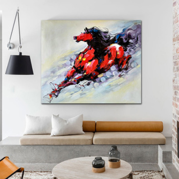 Peinture à l'huile abstraite peinte à la main animal cheval portrait décoration murale sept arts muraux image pour le salon