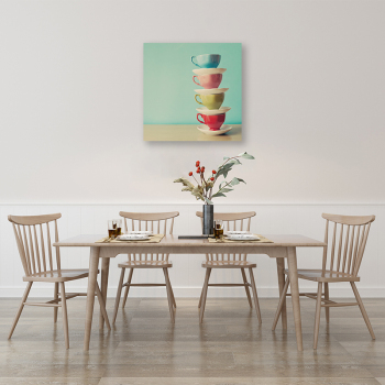 Modern big size hotel artwork wall art painting on canvas colorful teacup print painting decorations for home wall arts painting