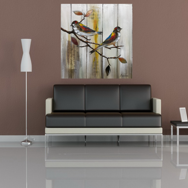 New flower and bird theme handmade oil painting color painting living room wall decoration mural
