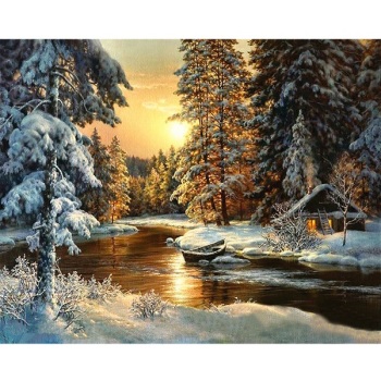 Popular DIY Acrylic Painting Simple Landscape Picture Paint By Numbers for Children