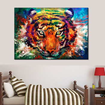 Colorful  Tiger  Painted Canvas Painting Posters and Prints Abstract Animals Wall Art Pictures for Living Room Decor Unframed