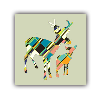 Good product sale art custom design color geometric graph stitching two deer picture printing simple canvas painting Good product sale art custom design color geometric graph stitching two deer picture printing simple canvas painting