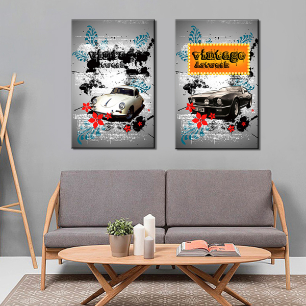 Modern Frameless Cartoon Car Wall Art Home Decoration Painting Oil Painting 2 Living Room Pictures