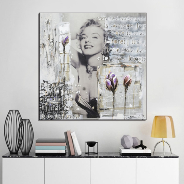 art painting handmade flower and girl painting wall pictures for living room abstract wall art home decor modern wholesale