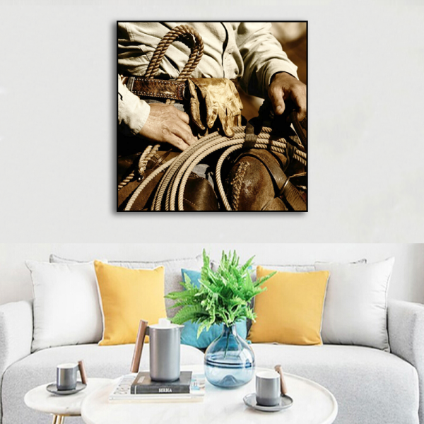 Large canvas modern west cowboy countryside art painting, hotel restaurant decorative digital printed wall art painting decor