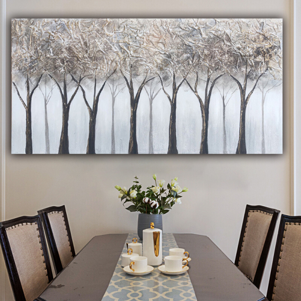 Custom handmade quality canvas oil painting abstract thick texture forest wall art decor painting from photo