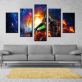 5 panels print superman art canvas paintings Modern cool fighting oil painting Home decor