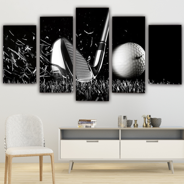 Modern Frameless Golf Sports Black And White Canvas Wall Art 5 Combination Painting Home Decoration Oil Painting