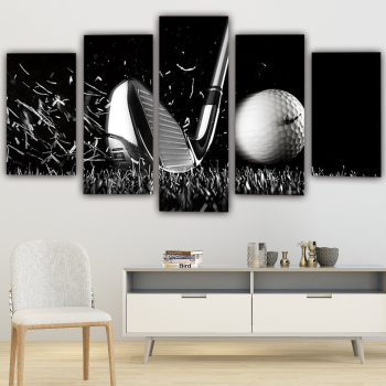 Modern Frameless Golf Sports Black And White Canvas Wall Art 5 Combination Painting Home Decoration Oil Painting