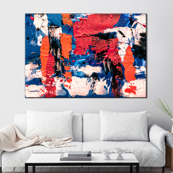 100% personalizado, pintura roja y azul, lienzo, arte de pared, lienzo abstracto, pinturas al óleo para decoración del hogar