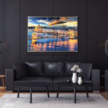Digital oil painting night cityscape manual color filling modern wall art painting