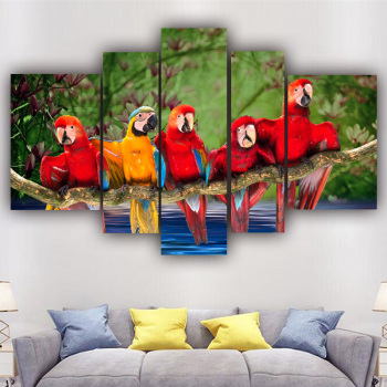 Original Five Printed Parrot Picture Custom Printing Living Room Sofa Background Canvas Decorative Painting