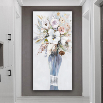 Handmade Texture Oil Painting Blue vase Abstract Art Wall Pictures for Home Office Decoration