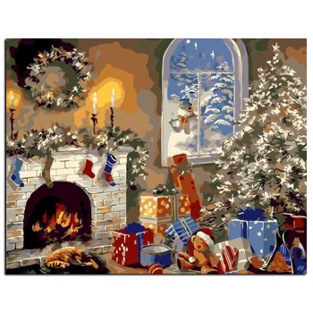 Marco Navidad nieve DIY pintura por números paisaje moderno pared arte cuadro pintado a mano pintura al óleo para el hogar arte