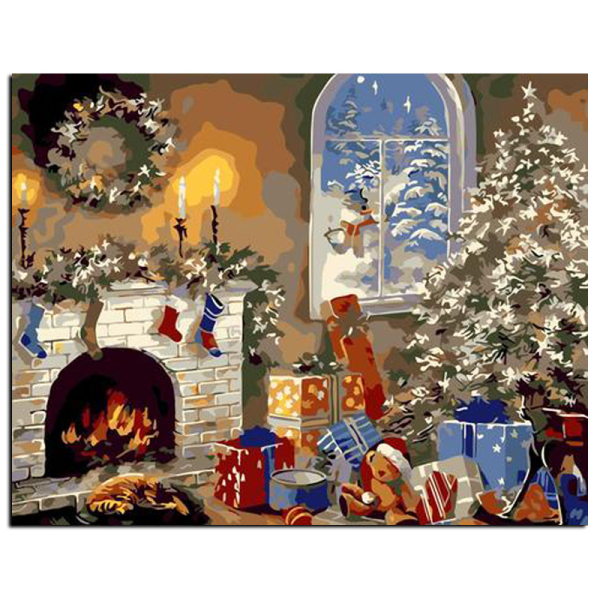 Frame Christmas Snow DIY Painting By Numbers Landscape Modern Wall Art Picture Hand Painted Oil Painting For Home Art
