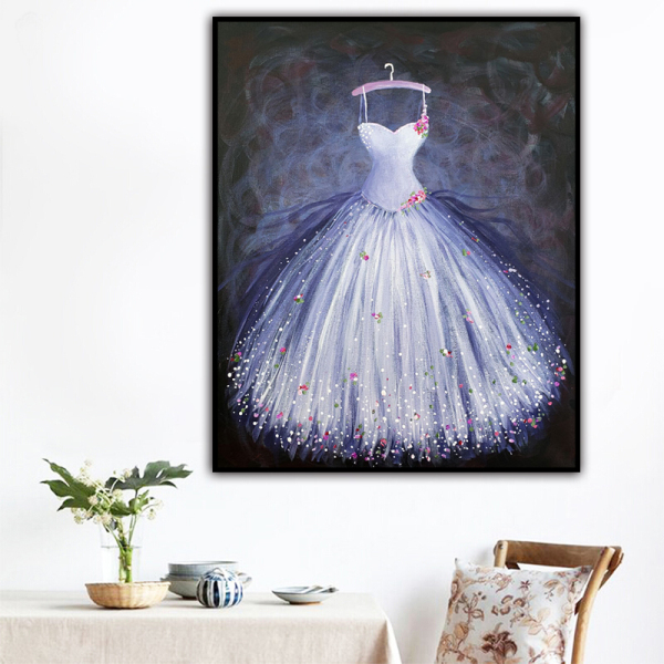 100% Handmade Texture Oil PaintingPurple pompous skirt Dress  Abstract Art Wall Pictures for Living Room Home Office Decoration