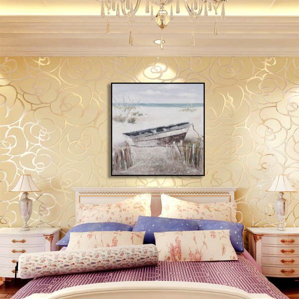 Latest product abstract boat sea scenic painting art, rolled packing canvas oil painting kit