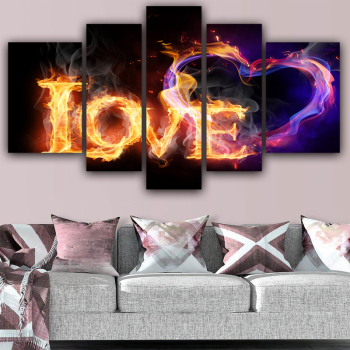 Abstract Design Love Fire Canvas Painting Wall Art Abstract Oil Painting On Canvas Printed Art Painting