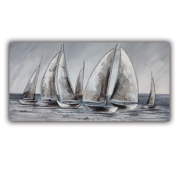 Modern sea landscape handmade oil painting, sailboat on the sea bedroom painting