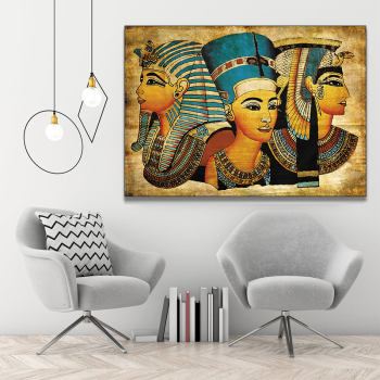 Africa hot sale stretched decorative painting, Egyptian portrait picture frameless canvas wall painting