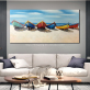 Latest product leisure beach boat theme painting print custom handmade oil wall painting