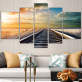 Best Short Lint Canvas Wholesale 5 Panel Setting Sun Scenery Railroad Track Digital Printing Canvas Painting