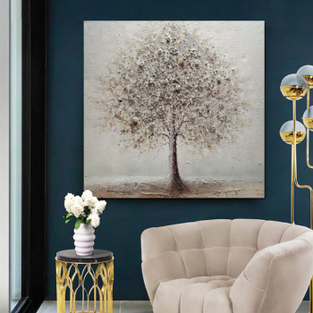 Pinturas abstractas al óleo a mano con descripción de pintura árbol con raíces arte abstracto moderno lienzo accesorios de decoración del hogar