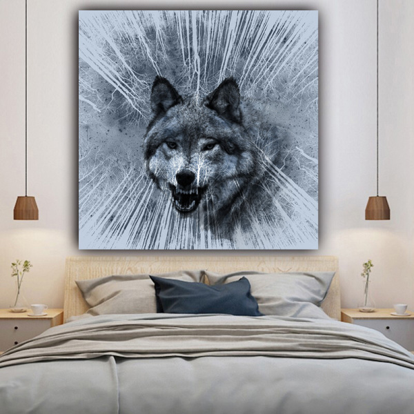 High quality animal wolf picture custom modern wall decoration living room background canvas painting