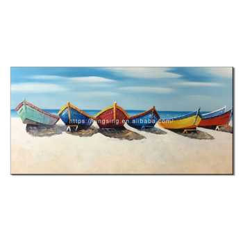Latest product leisure beach boat theme painting print custom handmade oil wall painting Latest product leisure beach boat theme painting print custom handmade oil wall painting