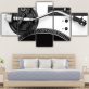 Modern Frameless Black And White Metal Mechanical Disc Music Instrument Canvas Wall Art 5 Combination Painting Home Decor Oil