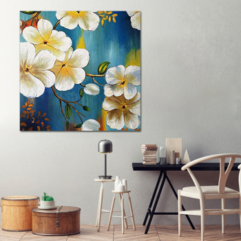Wholesale Custom White Flower Home Accessories Canvas Painting Handmade Oil Painting for home decor