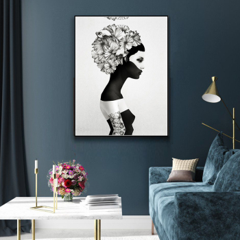 Home Hotel wall decoration Nordic simple abstract portrait woman printing canvas painting