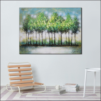 100% plante arbre à la main couteau Texture peinture à l'huile abstrait vert Art mur photos pour salon maison bureau décoration