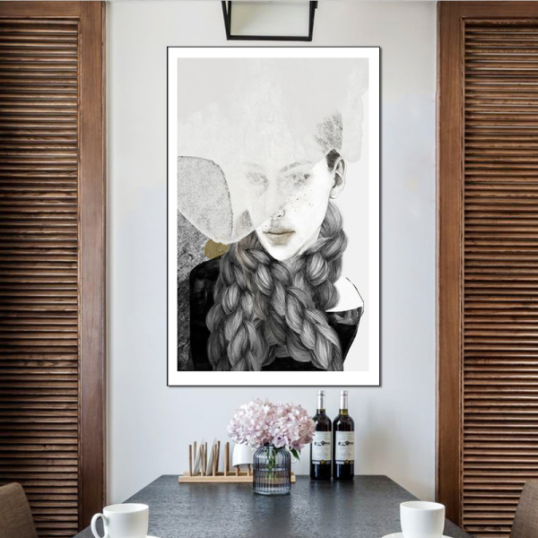 New Design Black Hair Sexy Women HD poster Canvas Oil Painting Modern Wall Art Painting For Living Room Decor