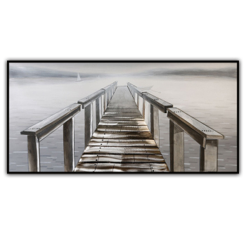 Home Decor Hand Made oil painting A bridge to the sea Decorative painting
