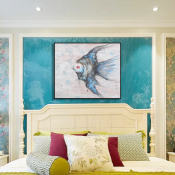 Excellent quality abstract fly fish handmade oil painting, handpainted canvas oil painting