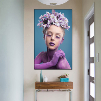 Venta al por mayor Custom New Multi-panel Beauty Lady y Flower Otras pinturas murales Arte sobre lienzo