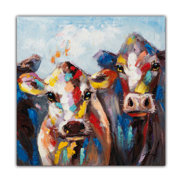 Handmade big cow head animal oil painting  hand painted canvas painting ready to hang