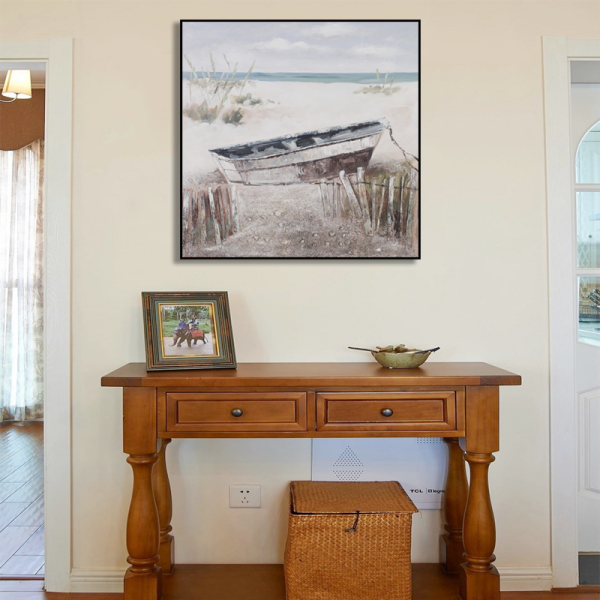 Latest product abstract boat sea scenic painting art, rolled packing canvas oil painting kit