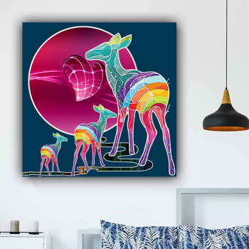 Custom design abstract colorful deer photo picture print original product canvas wall art painting