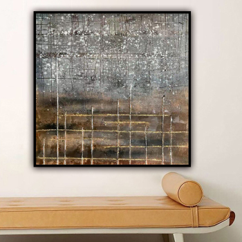 Skill Artist Hand-painted High Quality Gold and grey Art Handmade Abstract Oil Painting On Canvas Home Decor