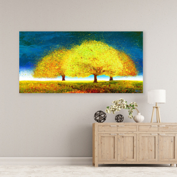 Customized OEM golden yellow trees living room bedroom decoration painting printing canvas painting