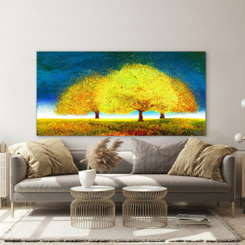 Customized OEM golden yellow trees living room bedroom decoration painting printing canvas painting