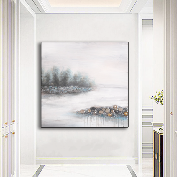 Framed Painting Lonely Boat Painting Canvas Wall Art Oil Painting Wall Pictures Hand Painted Wall Art for Living Room