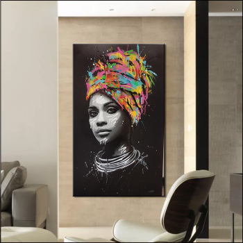 Most popular high resolution canvas painting, the fashional black lady art canvas painting
