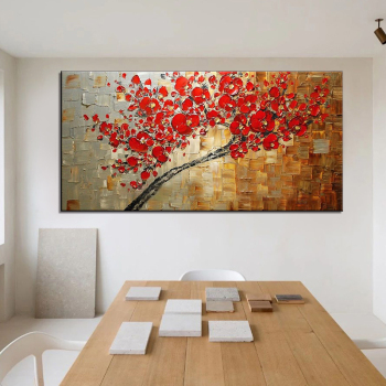 New handmade Modern Canvas on Oil Painting Palette knife Tree 3D Flowers Paintings Home living room Decor Wall Art