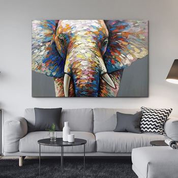 Cuadro de elefante cuadro de arte de pared pintura al óleo sobre lienzo hecho a mano para sala de estar decoración abstracta moderna del hogar