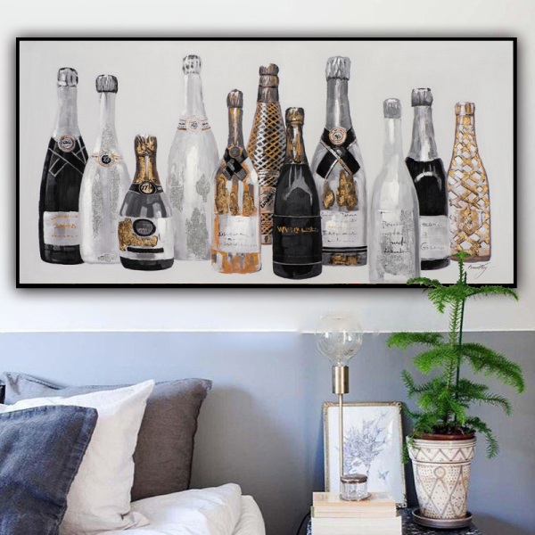 Handmade Paintings On Canvas Wall Decoration Living Room Home bottles Hand Painted Abstract Canvas Painting UnFramed