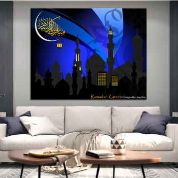 Impresiones Giclee musulmanas, arte de pared islámico, pintura en lienzo de Mandara, pintura al óleo de mezquita personalizada para decoración de pared de salón