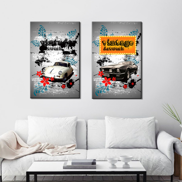 Modern Frameless Cartoon Car Wall Art Home Decoration Painting Oil Painting 2 Living Room Pictures